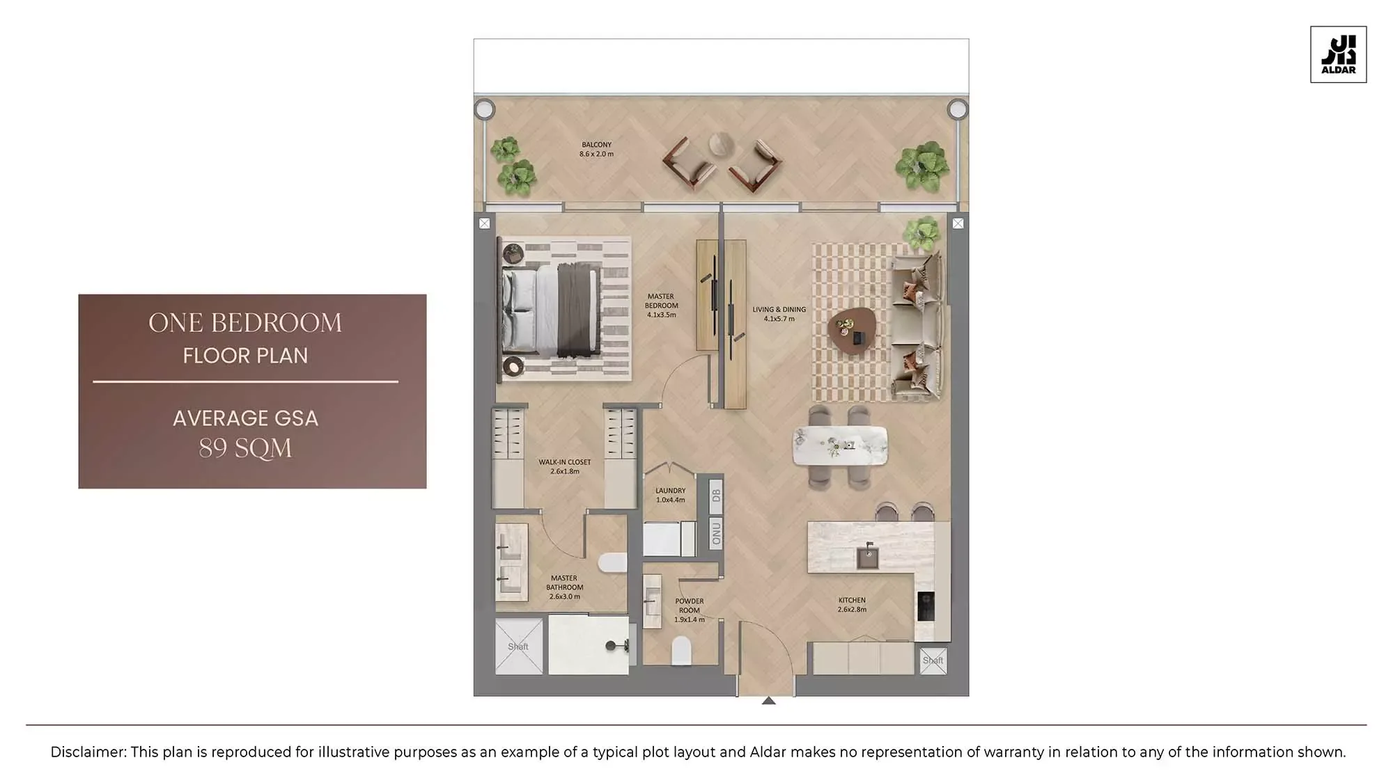 The Row at Saadiyat — 1 Bedroom Apartment floor plan